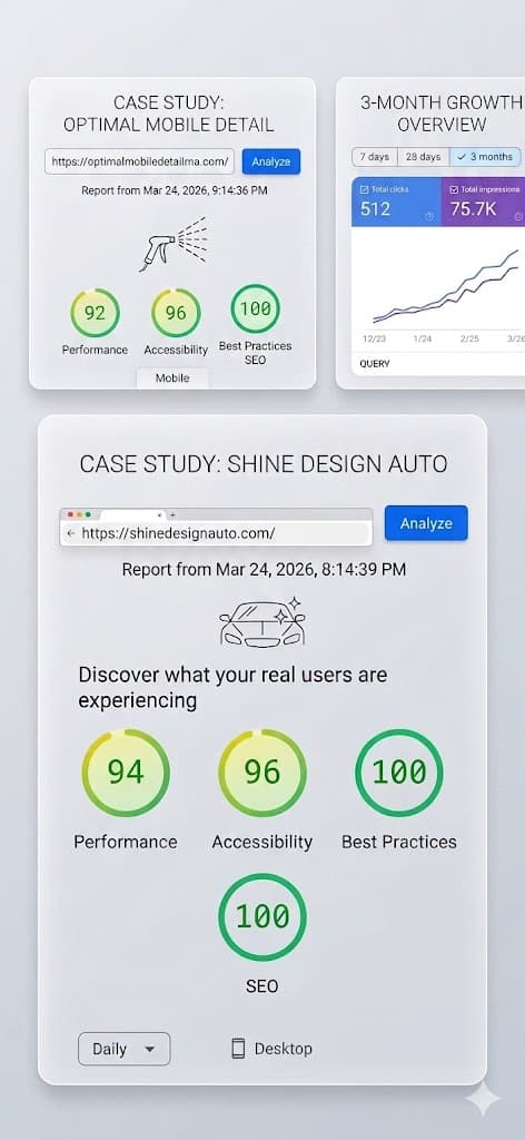 Performance audits — Shine Design & Optimal Mobile Detail